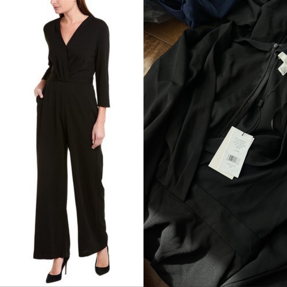 H Halston Black Wide Leg Jumpsuit